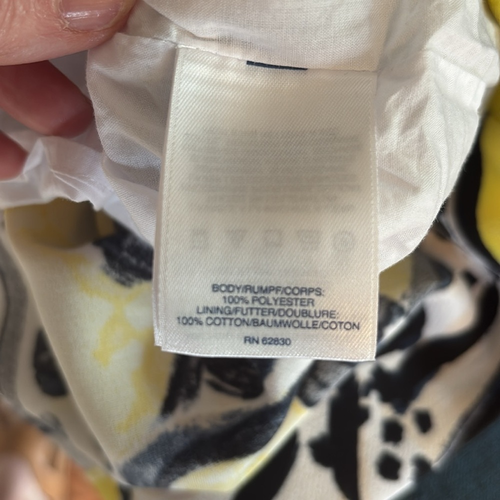 Canvas by Land's End Yellow Black and Gray Floral Sleeveless Shift Dress Size 8 - Picture 9 of 12